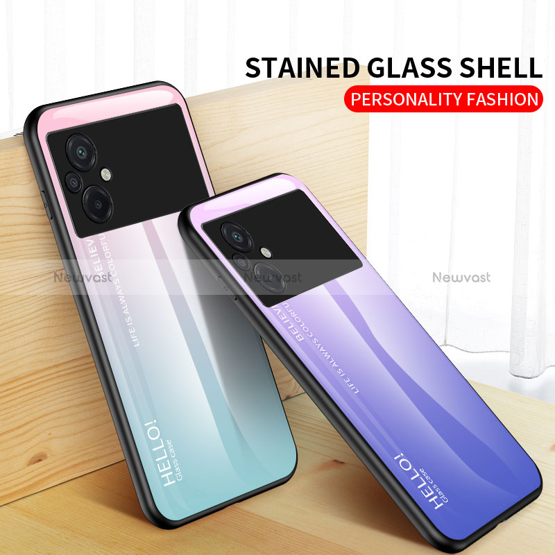 Silicone Frame Mirror Rainbow Gradient Case Cover LS1 for Xiaomi Poco M5 4G