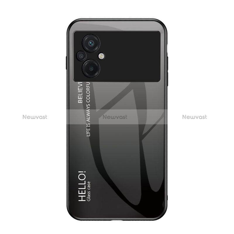 Silicone Frame Mirror Rainbow Gradient Case Cover LS1 for Xiaomi Poco M5 4G Dark Gray