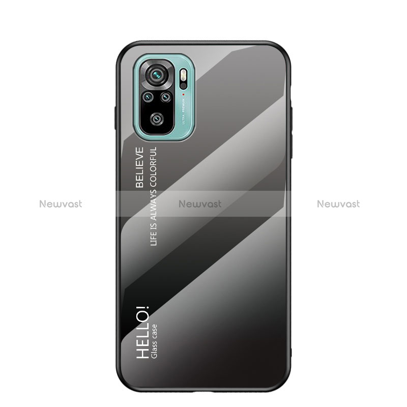 Silicone Frame Mirror Rainbow Gradient Case Cover LS1 for Xiaomi Poco M5S Dark Gray