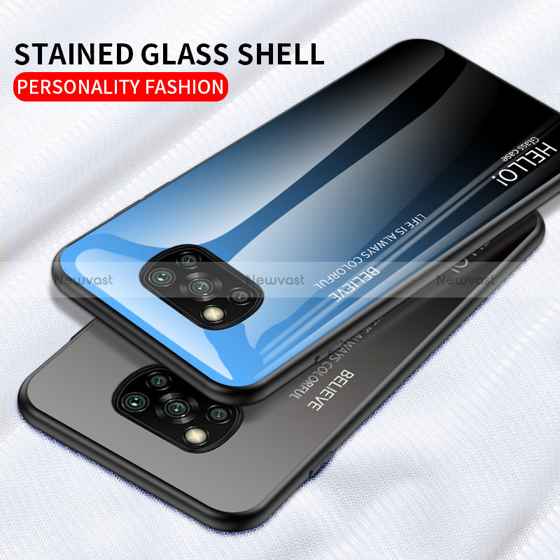 Silicone Frame Mirror Rainbow Gradient Case Cover LS1 for Xiaomi Poco X3 Pro