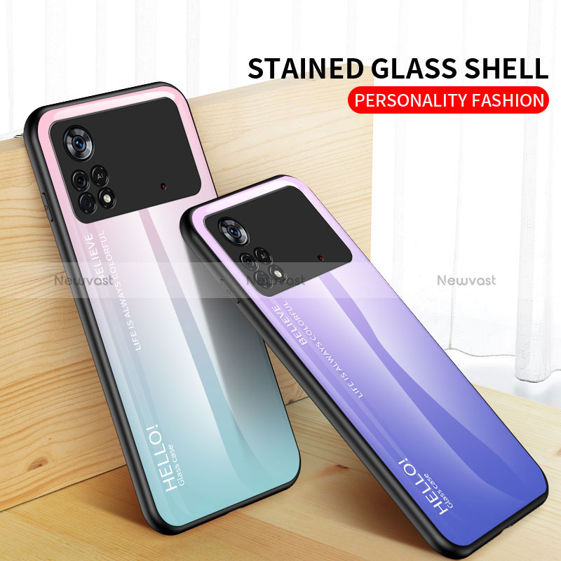 Silicone Frame Mirror Rainbow Gradient Case Cover LS1 for Xiaomi Poco X4 Pro 5G