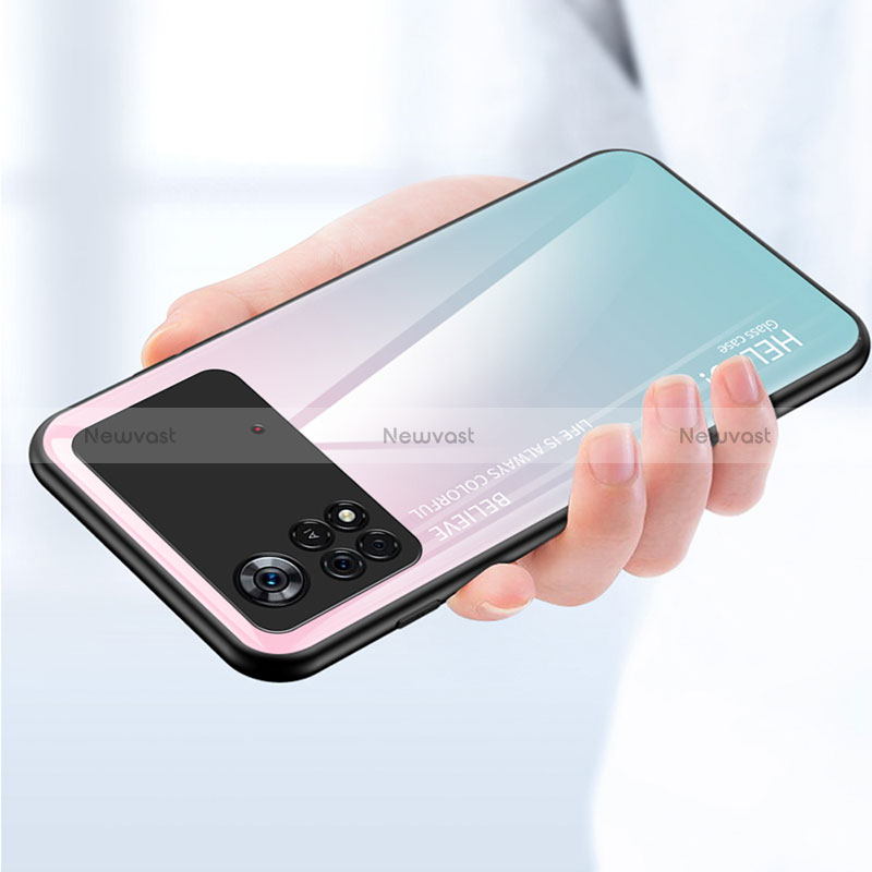 Silicone Frame Mirror Rainbow Gradient Case Cover LS1 for Xiaomi Poco X4 Pro 5G