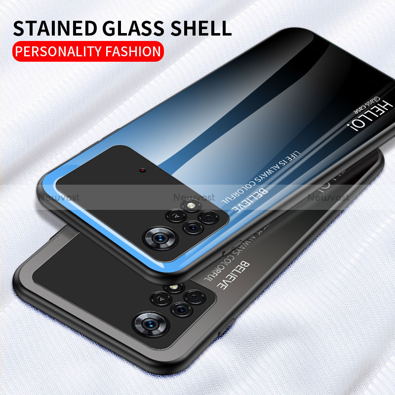 Silicone Frame Mirror Rainbow Gradient Case Cover LS1 for Xiaomi Poco X4 Pro 5G