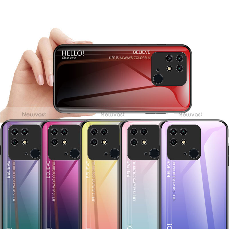 Silicone Frame Mirror Rainbow Gradient Case Cover LS1 for Xiaomi Redmi 10 Power