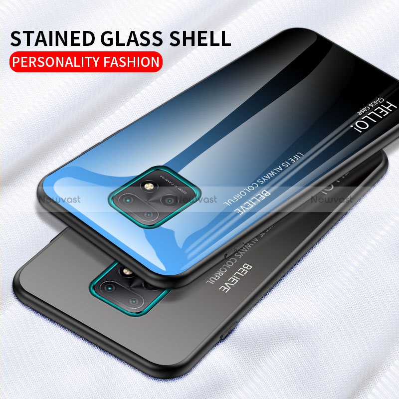 Silicone Frame Mirror Rainbow Gradient Case Cover LS1 for Xiaomi Redmi 10X 5G