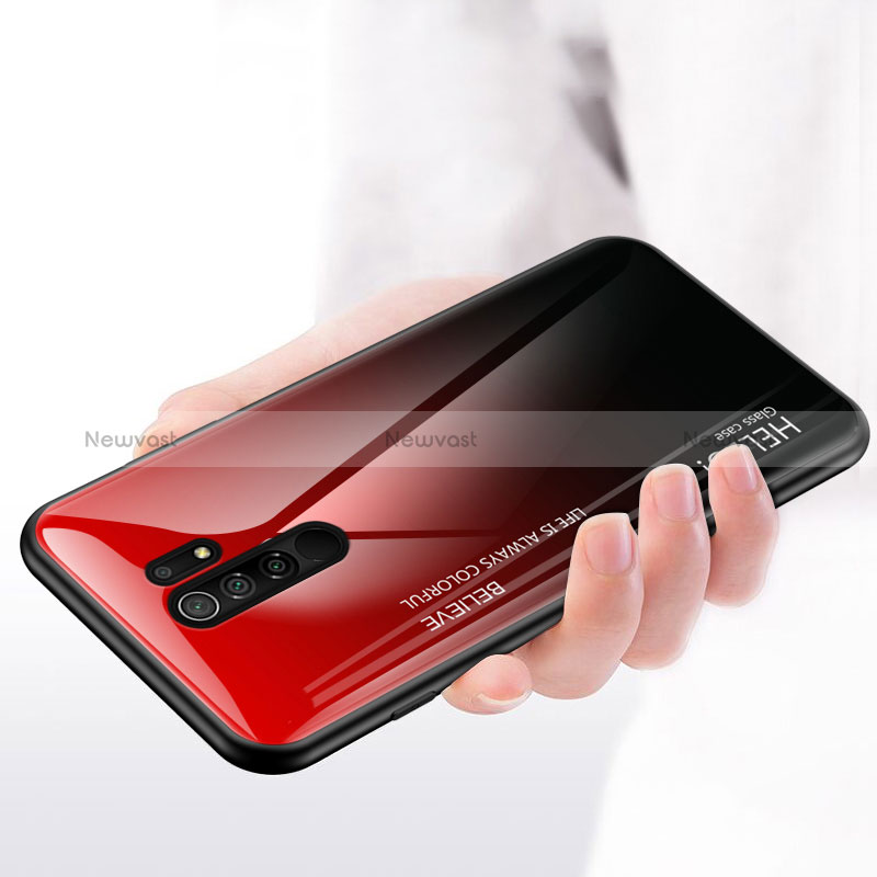 Silicone Frame Mirror Rainbow Gradient Case Cover LS1 for Xiaomi Redmi 9