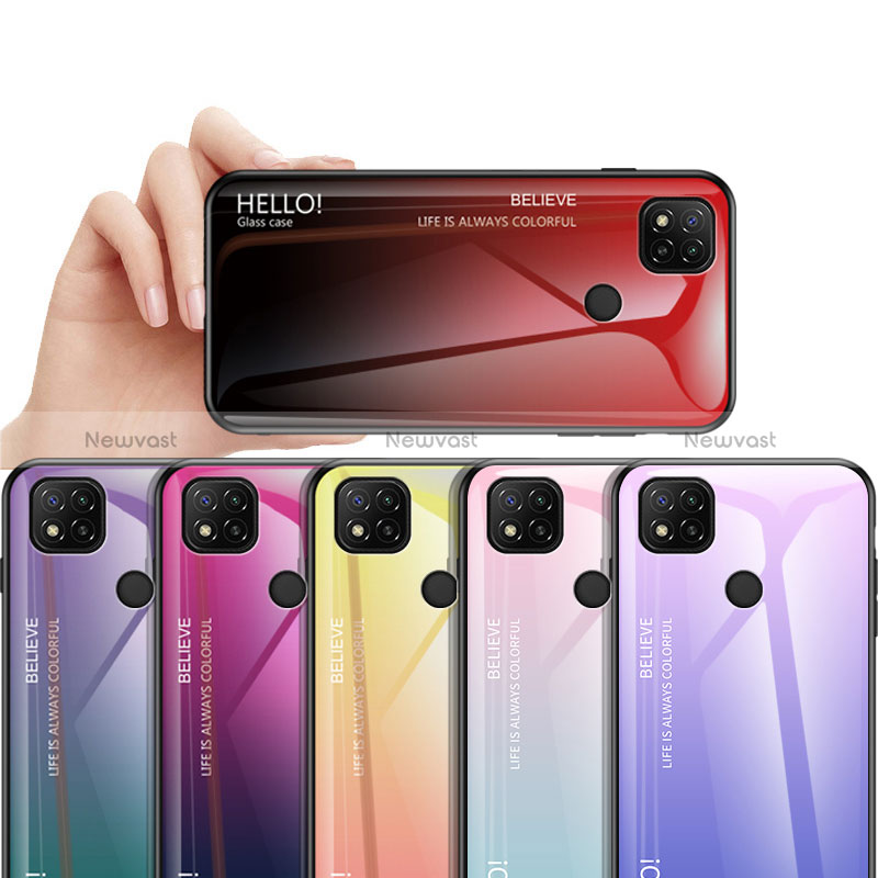 Silicone Frame Mirror Rainbow Gradient Case Cover LS1 for Xiaomi Redmi 9 Activ