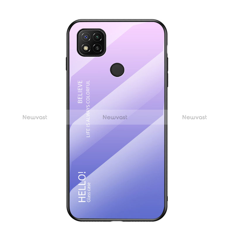 Silicone Frame Mirror Rainbow Gradient Case Cover LS1 for Xiaomi Redmi 9 Activ Clove Purple