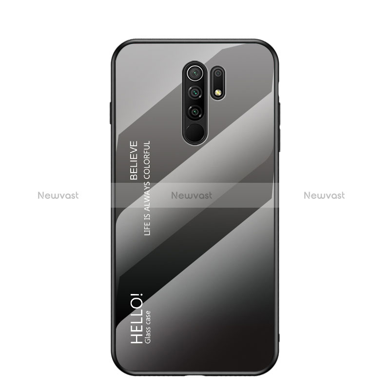 Silicone Frame Mirror Rainbow Gradient Case Cover LS1 for Xiaomi Redmi 9 Dark Gray