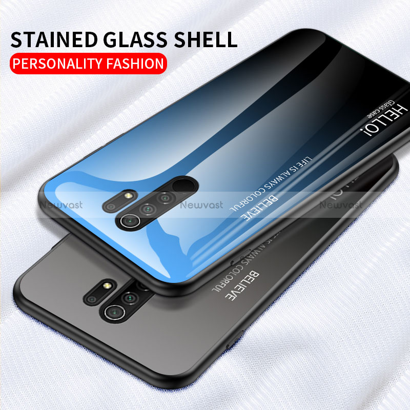Silicone Frame Mirror Rainbow Gradient Case Cover LS1 for Xiaomi Redmi 9 Prime India