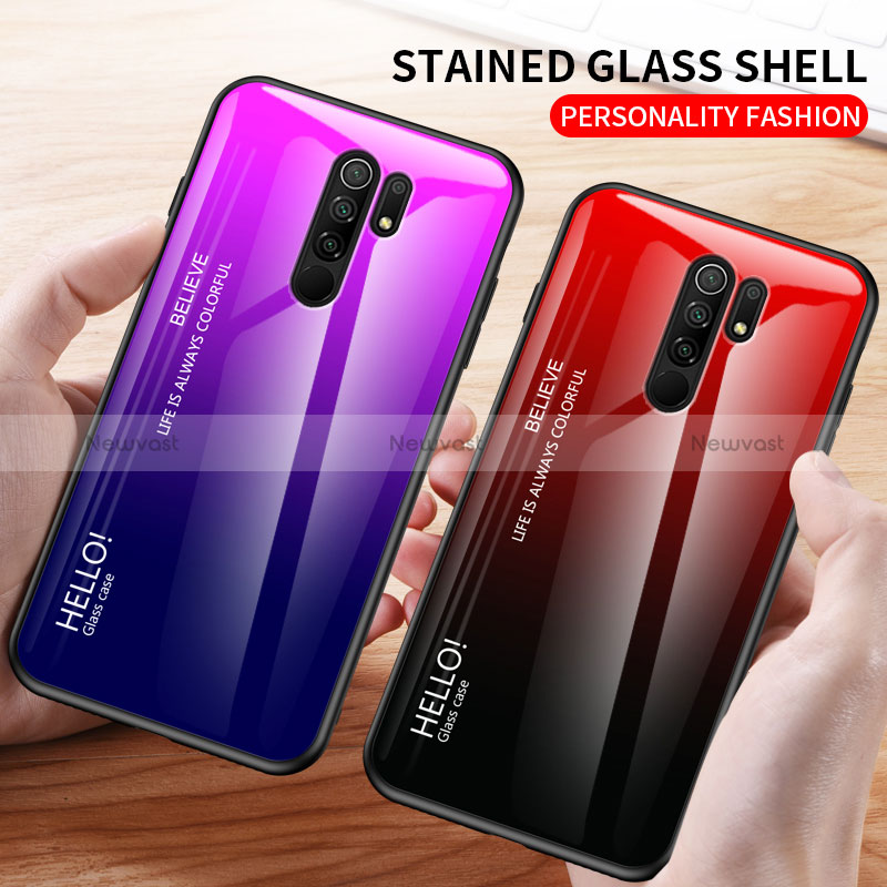 Silicone Frame Mirror Rainbow Gradient Case Cover LS1 for Xiaomi Redmi 9 Prime India