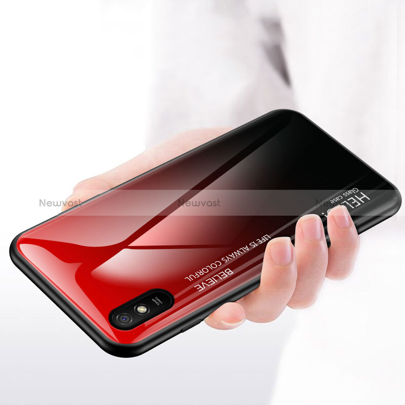 Silicone Frame Mirror Rainbow Gradient Case Cover LS1 for Xiaomi Redmi 9A