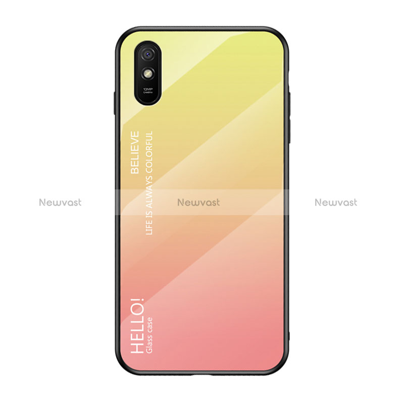 Silicone Frame Mirror Rainbow Gradient Case Cover LS1 for Xiaomi Redmi 9A