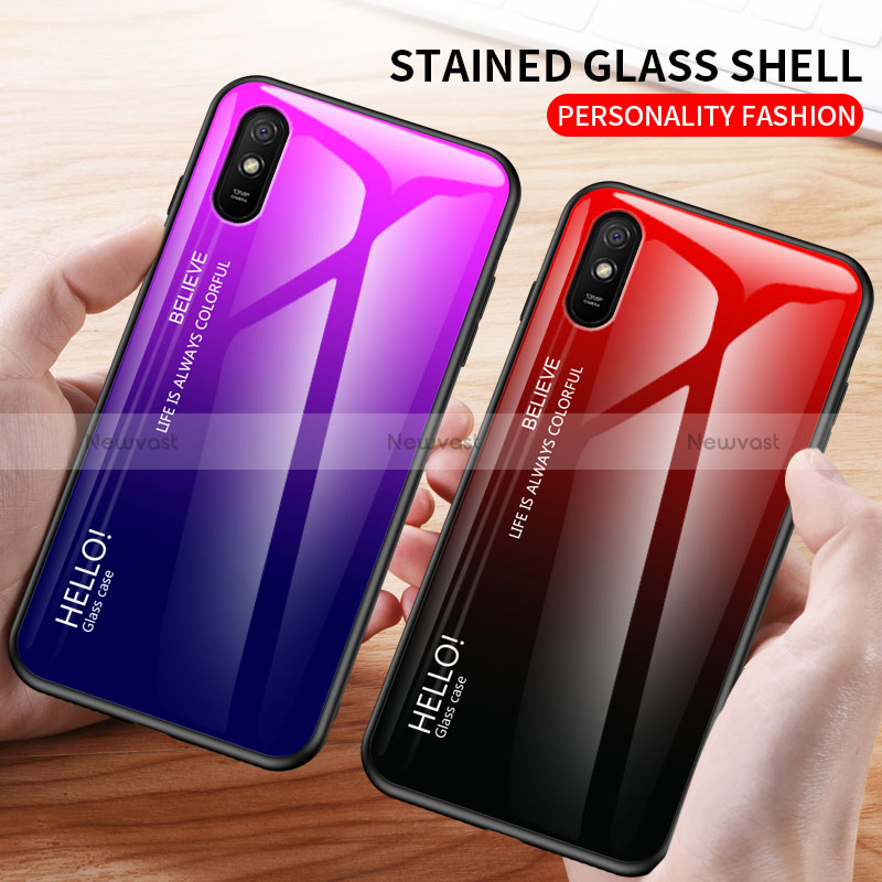 Silicone Frame Mirror Rainbow Gradient Case Cover LS1 for Xiaomi Redmi 9A