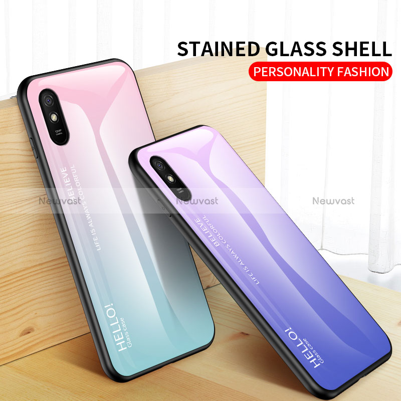 Silicone Frame Mirror Rainbow Gradient Case Cover LS1 for Xiaomi Redmi 9A