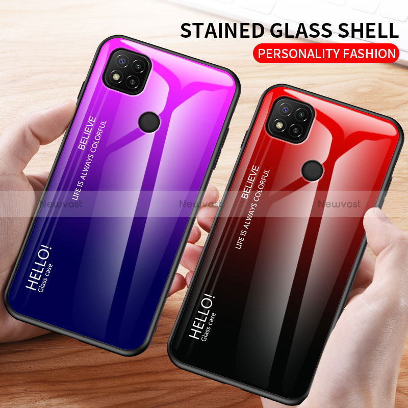 Silicone Frame Mirror Rainbow Gradient Case Cover LS1 for Xiaomi Redmi 9C