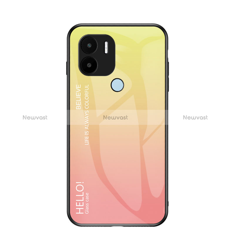 Silicone Frame Mirror Rainbow Gradient Case Cover LS1 for Xiaomi Redmi A1 Plus Yellow