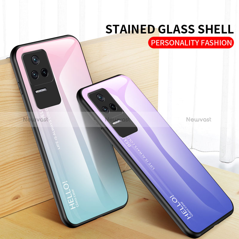 Silicone Frame Mirror Rainbow Gradient Case Cover LS1 for Xiaomi Redmi K40S 5G