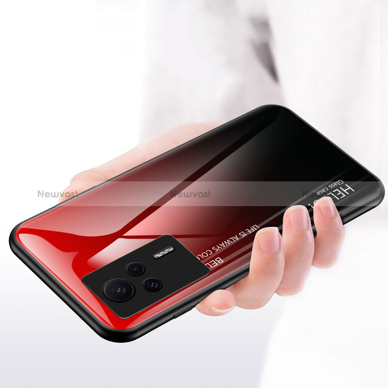 Silicone Frame Mirror Rainbow Gradient Case Cover LS1 for Xiaomi Redmi K60E 5G