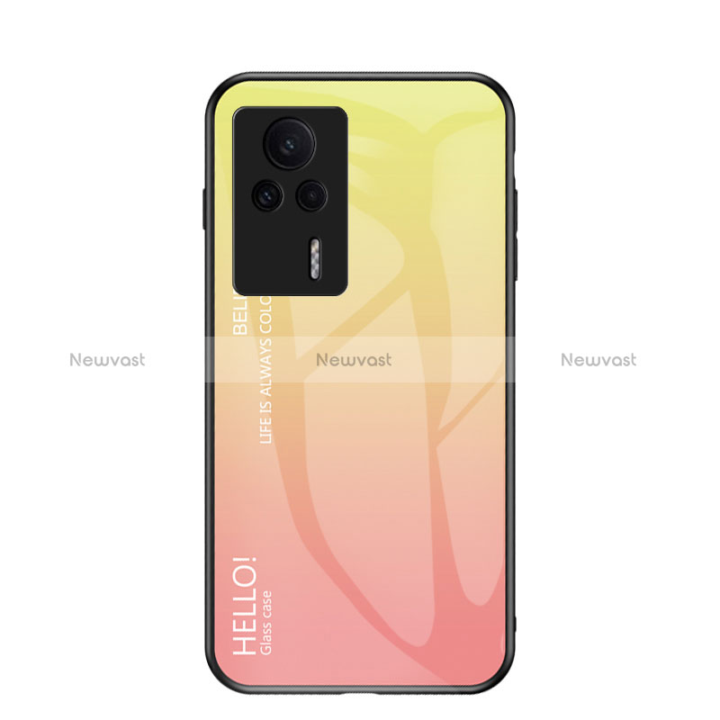 Silicone Frame Mirror Rainbow Gradient Case Cover LS1 for Xiaomi Redmi K60E 5G Yellow