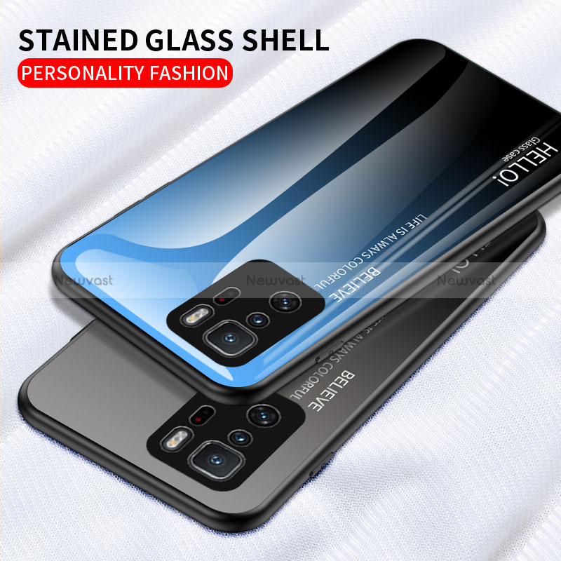 Silicone Frame Mirror Rainbow Gradient Case Cover LS1 for Xiaomi Redmi Note 10 Pro 5G