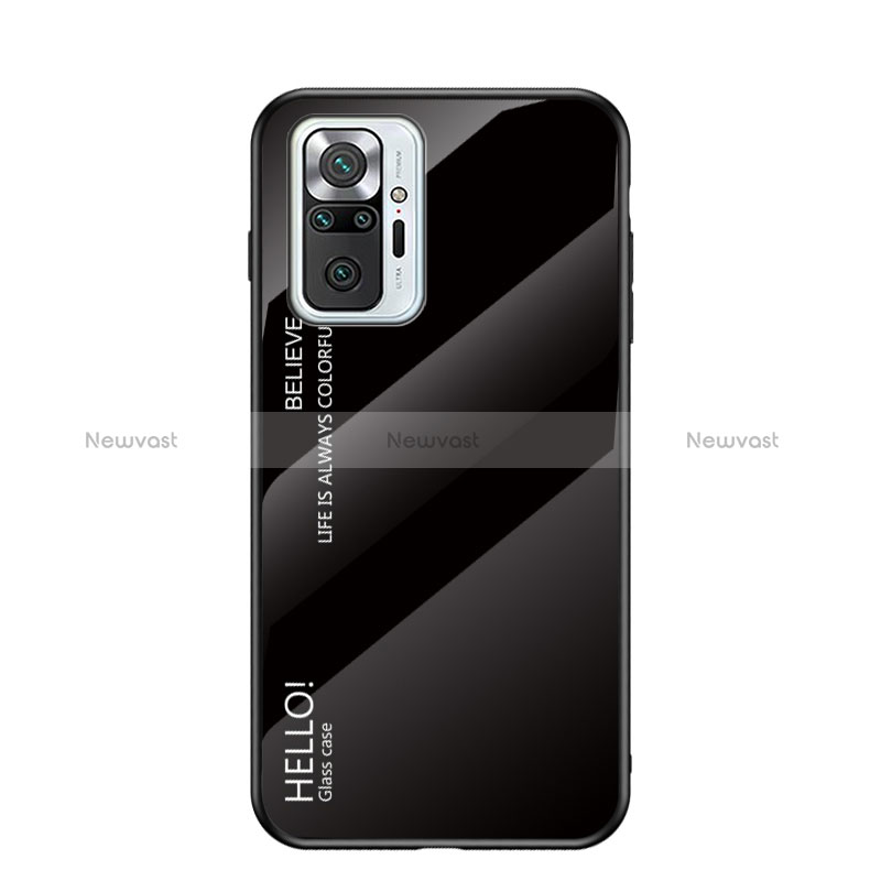 Silicone Frame Mirror Rainbow Gradient Case Cover LS1 for Xiaomi Redmi Note 10 Pro Max Black