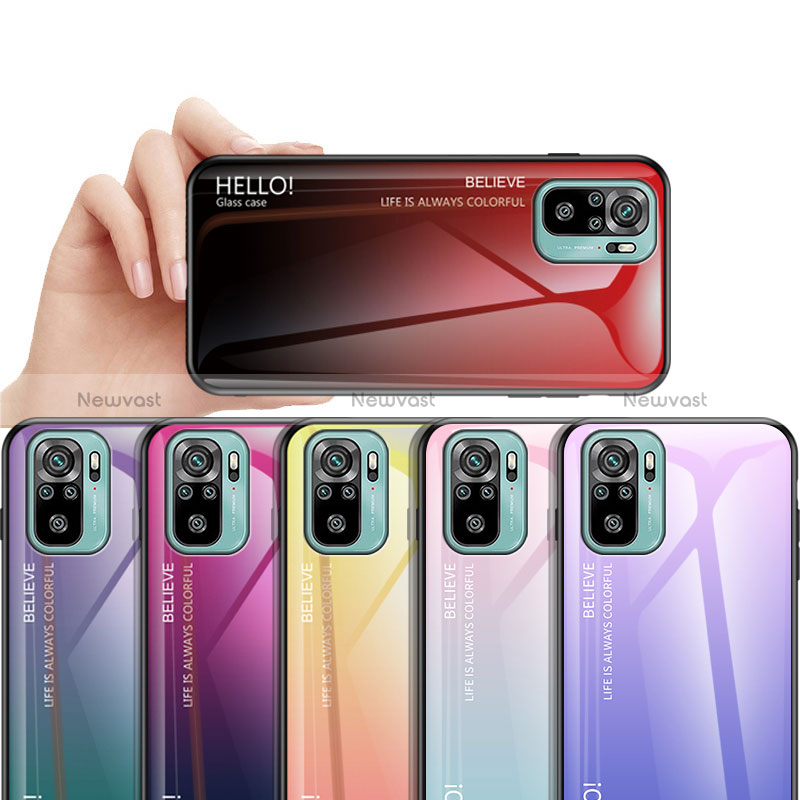 Silicone Frame Mirror Rainbow Gradient Case Cover LS1 for Xiaomi Redmi Note 10S 4G