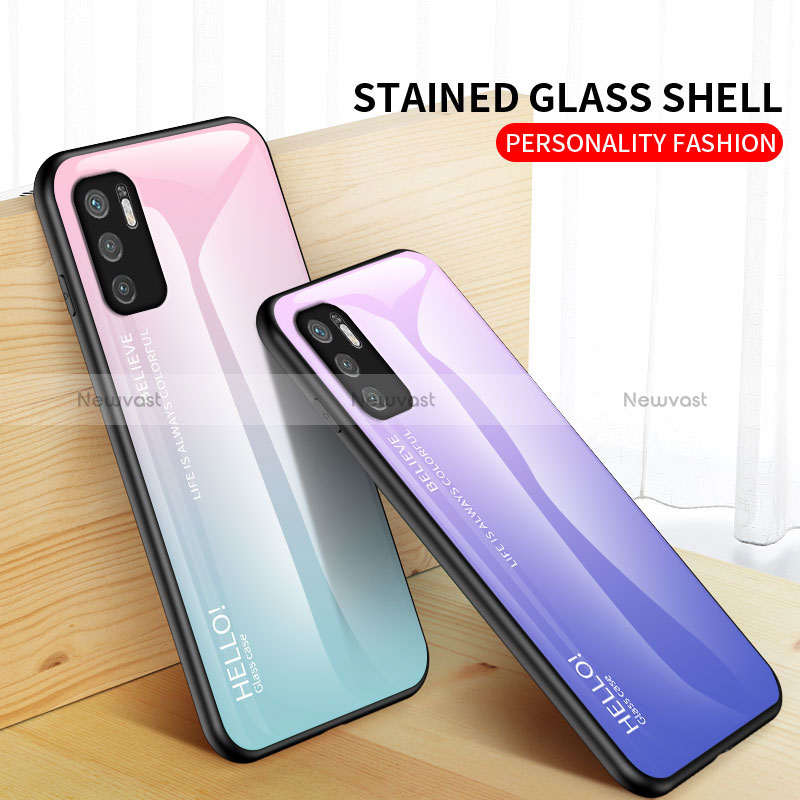 Silicone Frame Mirror Rainbow Gradient Case Cover LS1 for Xiaomi Redmi Note 10T 5G