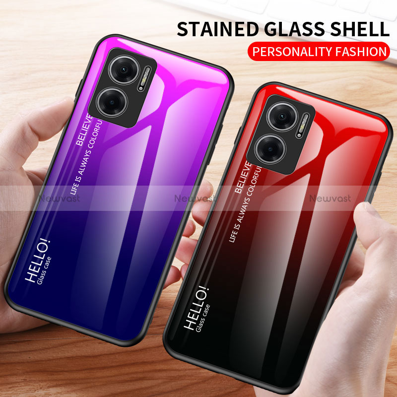 Silicone Frame Mirror Rainbow Gradient Case Cover LS1 for Xiaomi Redmi Note 11E 5G