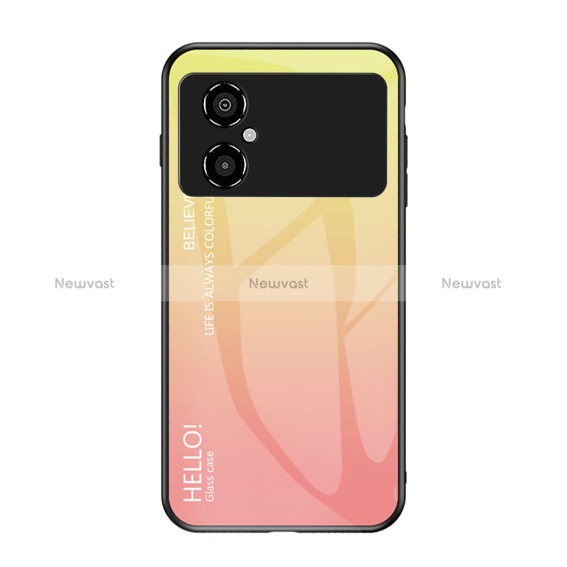 Silicone Frame Mirror Rainbow Gradient Case Cover LS1 for Xiaomi Redmi Note 11R 5G Yellow