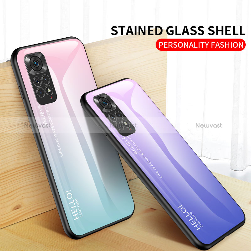 Silicone Frame Mirror Rainbow Gradient Case Cover LS1 for Xiaomi Redmi Note 11S 4G