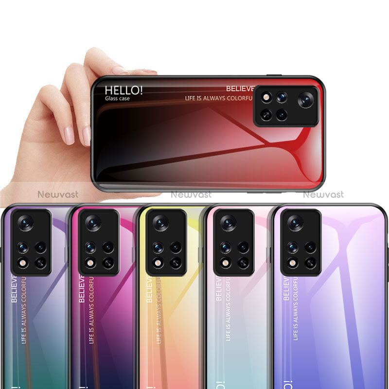Silicone Frame Mirror Rainbow Gradient Case Cover LS1 for Xiaomi Redmi Note 11S 5G
