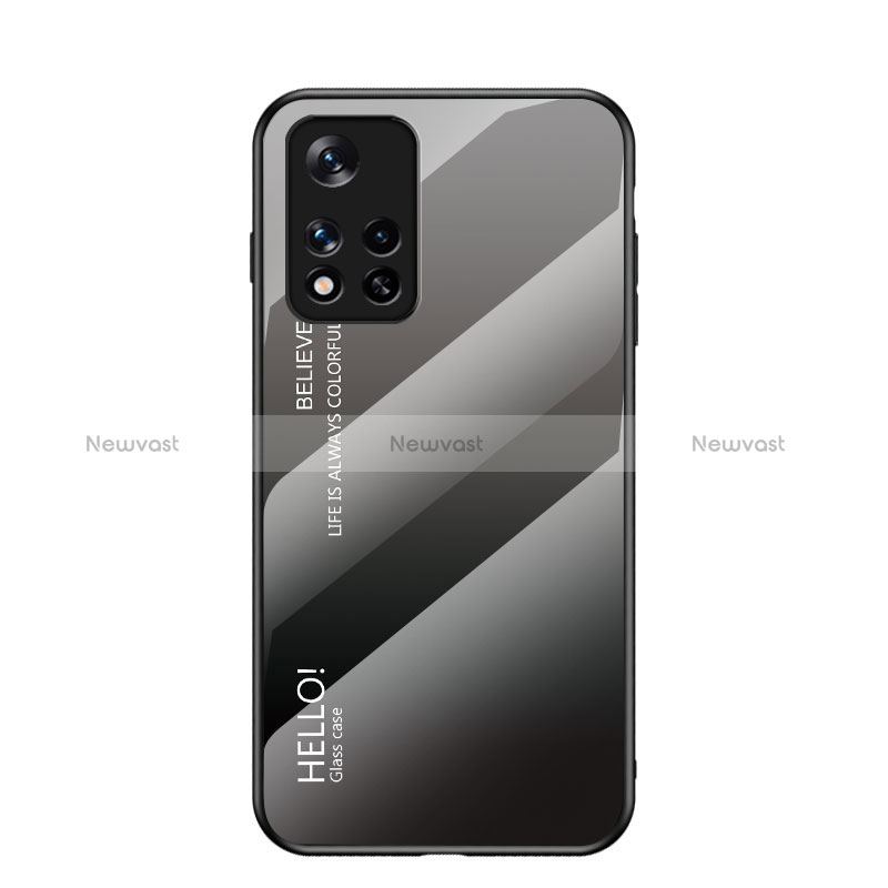 Silicone Frame Mirror Rainbow Gradient Case Cover LS1 for Xiaomi Redmi Note 11T 5G Dark Gray