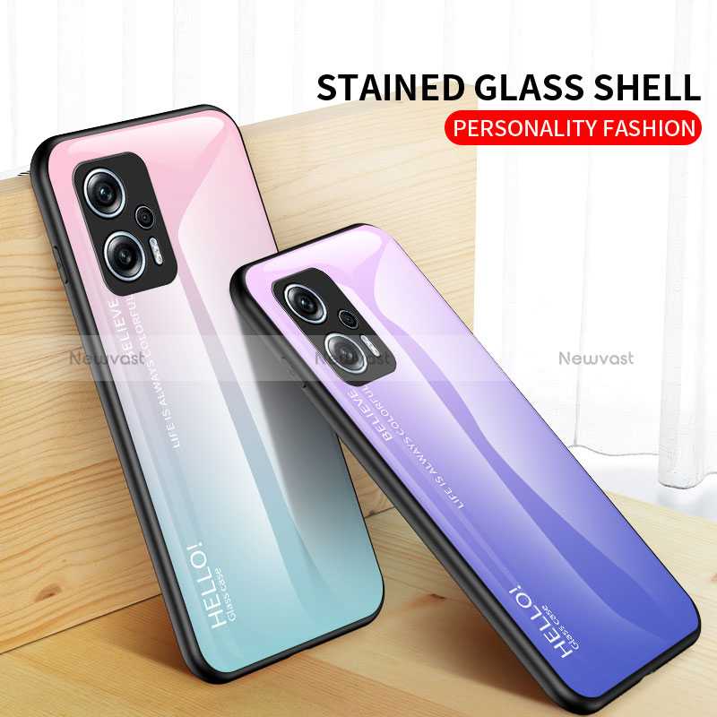 Silicone Frame Mirror Rainbow Gradient Case Cover LS1 for Xiaomi Redmi Note 11T Pro 5G