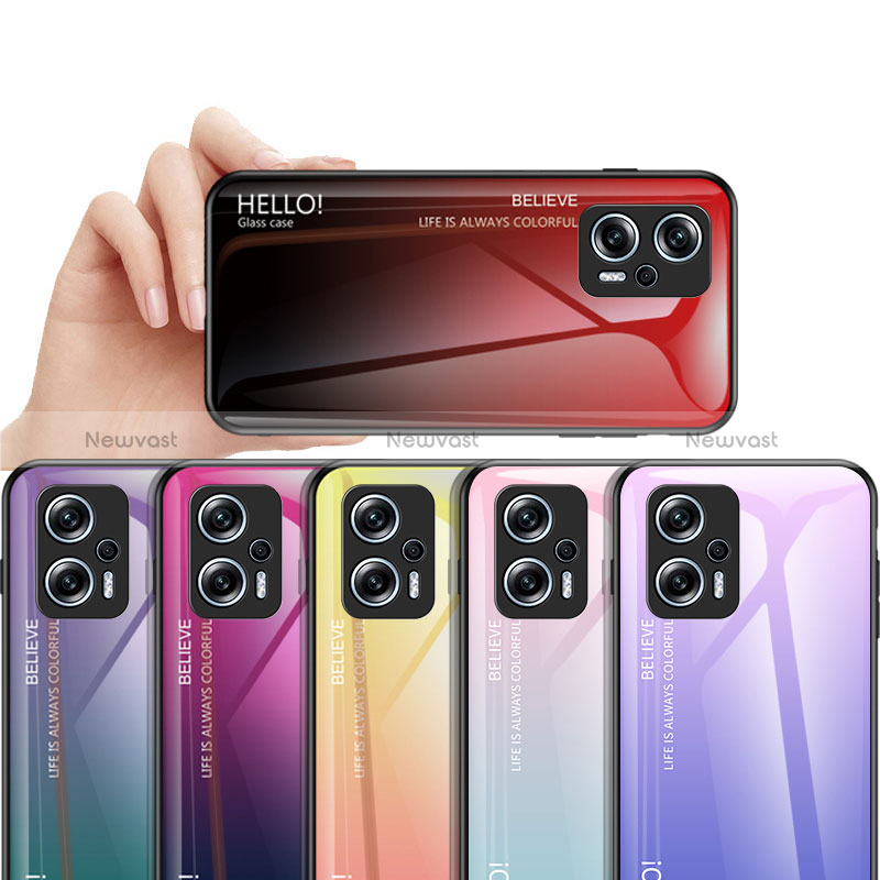 Silicone Frame Mirror Rainbow Gradient Case Cover LS1 for Xiaomi Redmi Note 11T Pro+ Plus 5G