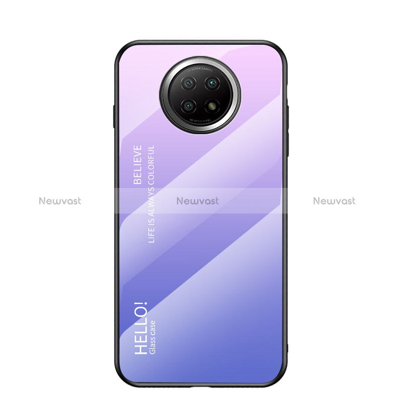 Silicone Frame Mirror Rainbow Gradient Case Cover LS1 for Xiaomi Redmi Note 9 5G Clove Purple