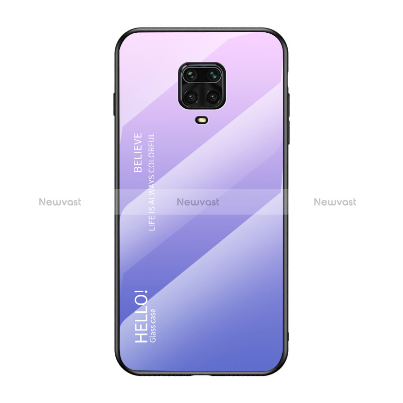 Silicone Frame Mirror Rainbow Gradient Case Cover LS1 for Xiaomi Redmi Note 9 Pro Max Clove Purple