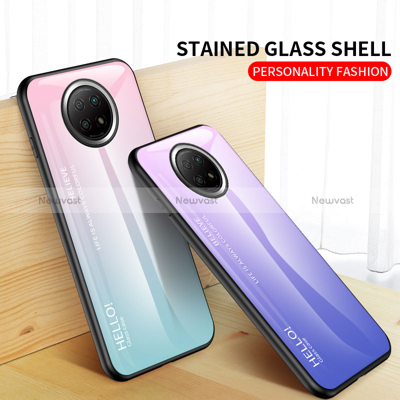 Silicone Frame Mirror Rainbow Gradient Case Cover LS1 for Xiaomi Redmi Note 9T 5G