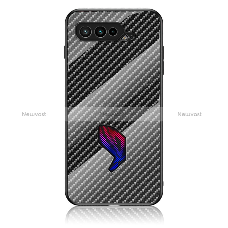 Silicone Frame Mirror Rainbow Gradient Case Cover LS2 for Asus ROG Phone 5 Pro Black