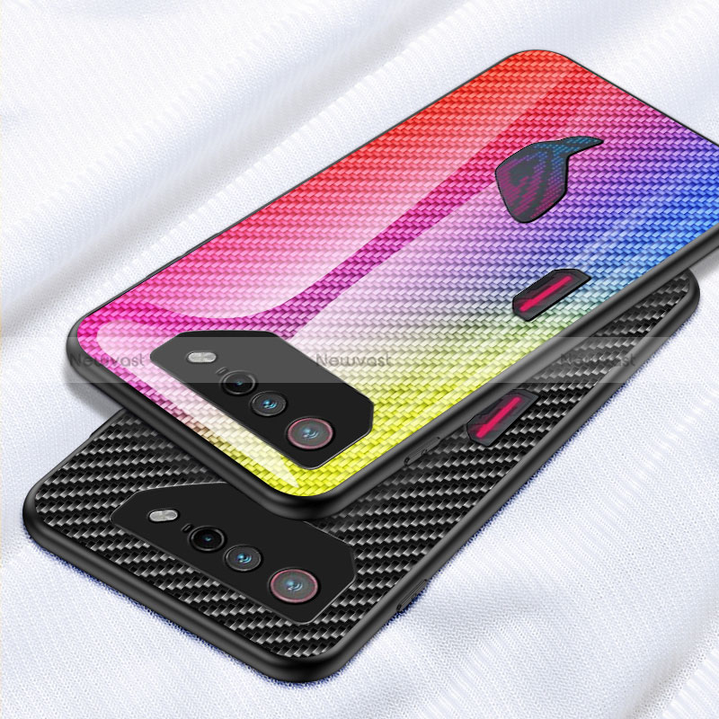 Silicone Frame Mirror Rainbow Gradient Case Cover LS2 for Asus ROG Phone 7