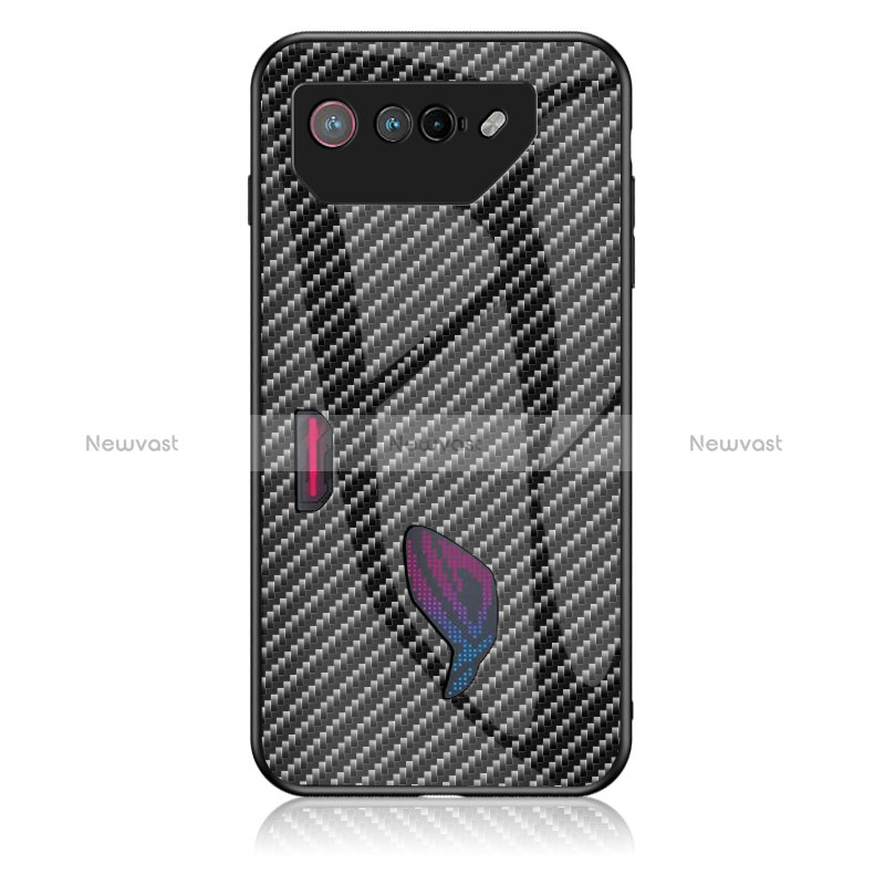 Silicone Frame Mirror Rainbow Gradient Case Cover LS2 for Asus ROG Phone 7 Pro Black