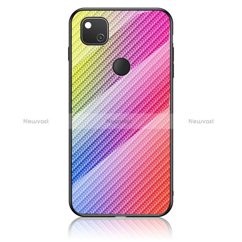 Silicone Frame Mirror Rainbow Gradient Case Cover LS2 for Google Pixel 4a