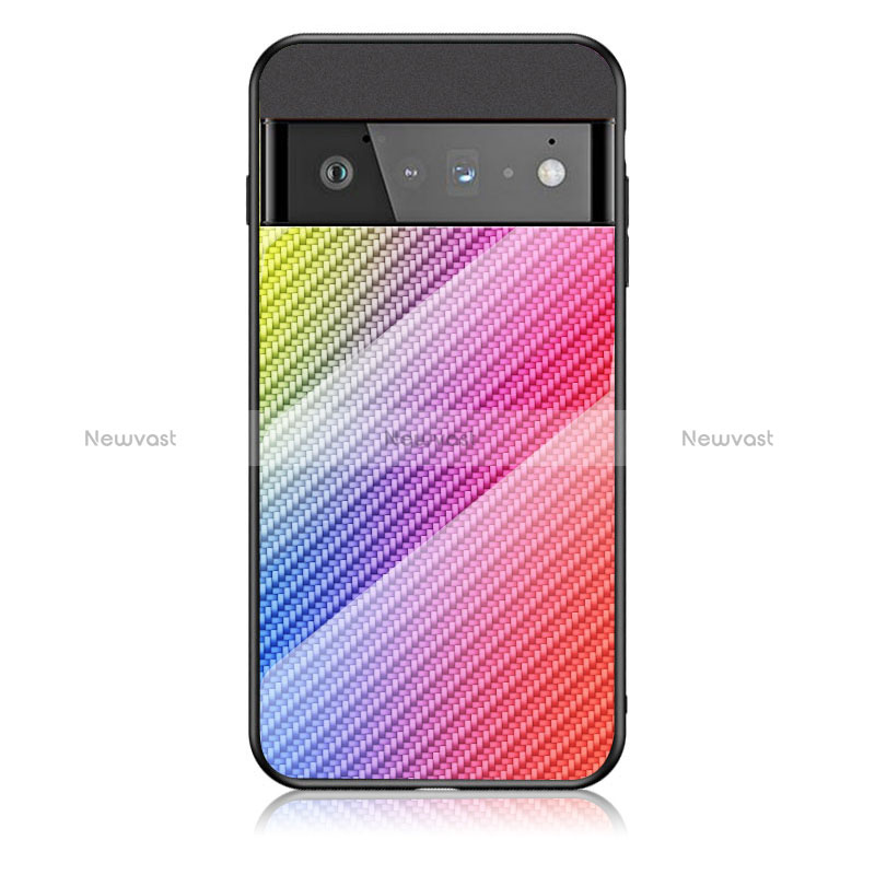 Silicone Frame Mirror Rainbow Gradient Case Cover LS2 for Google Pixel 6 Pro 5G
