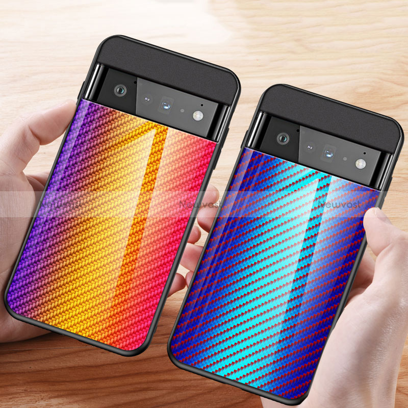 Silicone Frame Mirror Rainbow Gradient Case Cover LS2 for Google Pixel 6 Pro 5G