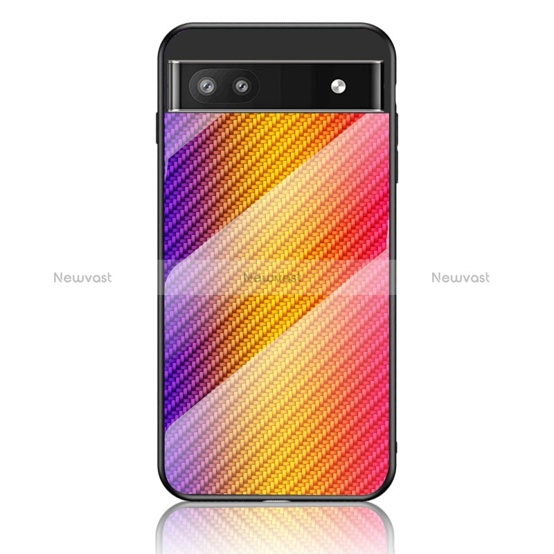 Silicone Frame Mirror Rainbow Gradient Case Cover LS2 for Google Pixel 6a 5G Orange