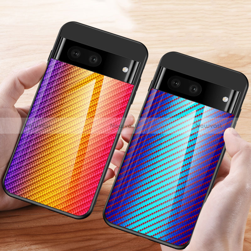 Silicone Frame Mirror Rainbow Gradient Case Cover LS2 for Google Pixel 7a 5G