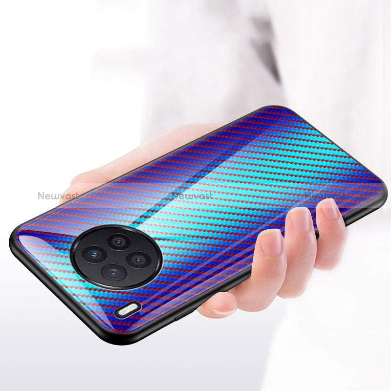 Silicone Frame Mirror Rainbow Gradient Case Cover LS2 for Huawei Honor 50 Lite