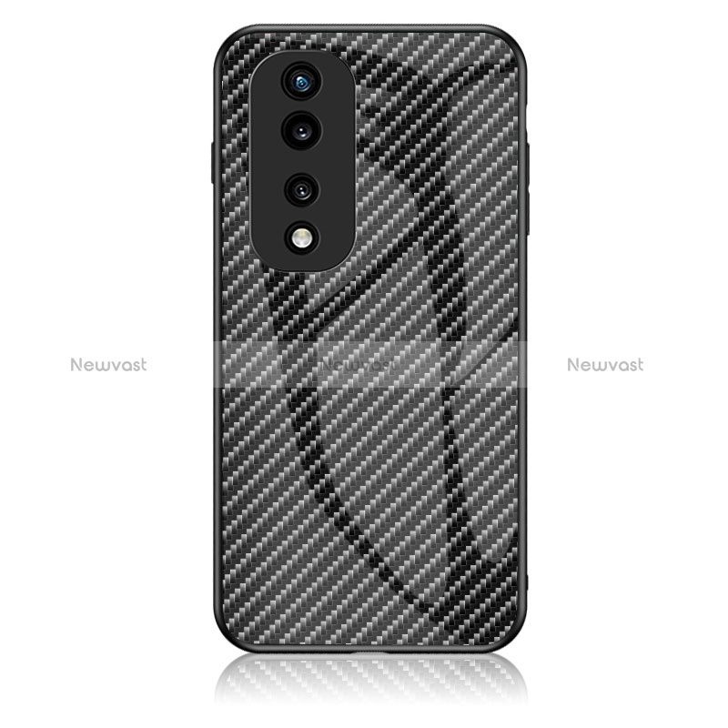 Silicone Frame Mirror Rainbow Gradient Case Cover LS2 for Huawei Honor 70 Pro 5G Black