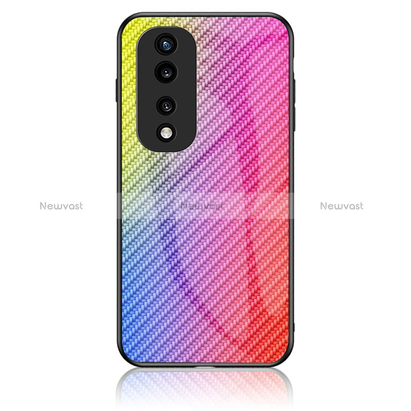 Silicone Frame Mirror Rainbow Gradient Case Cover LS2 for Huawei Honor 70 Pro+ Plus 5G