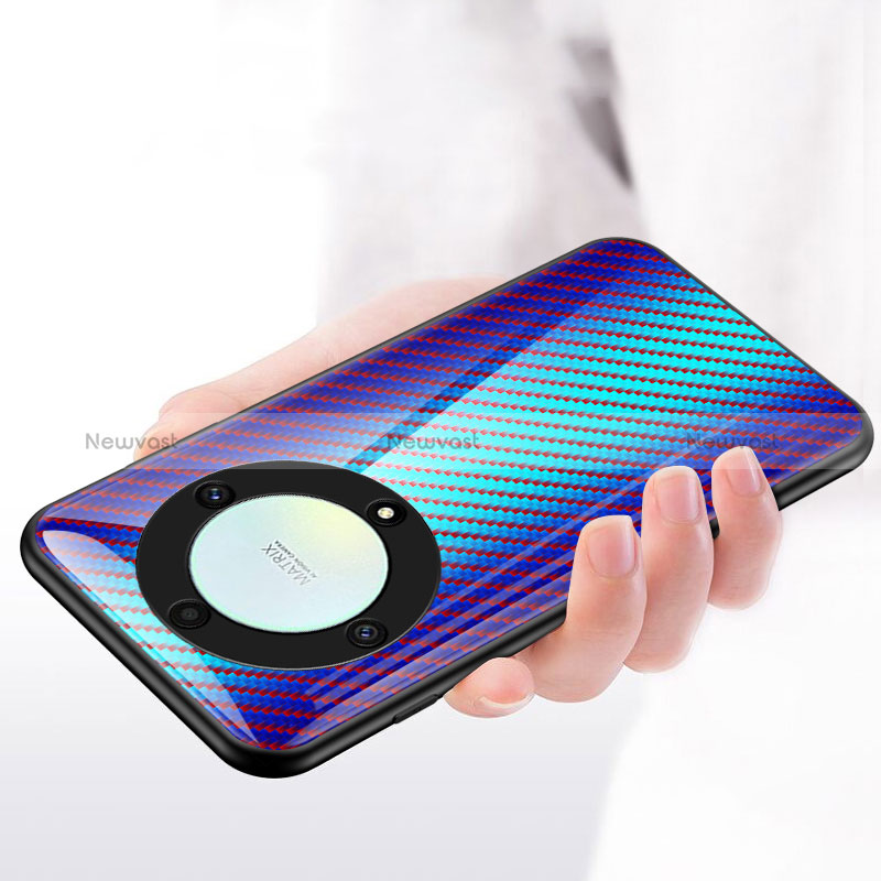 Silicone Frame Mirror Rainbow Gradient Case Cover LS2 for Huawei Honor X9a 5G